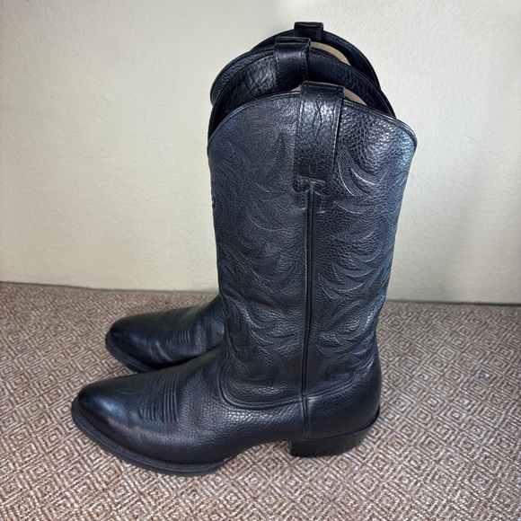 Ariat Heritage R Toe Western Cowboy Boots Black Deer Tanned Leather Men's US 12D - Picture 5 of 11